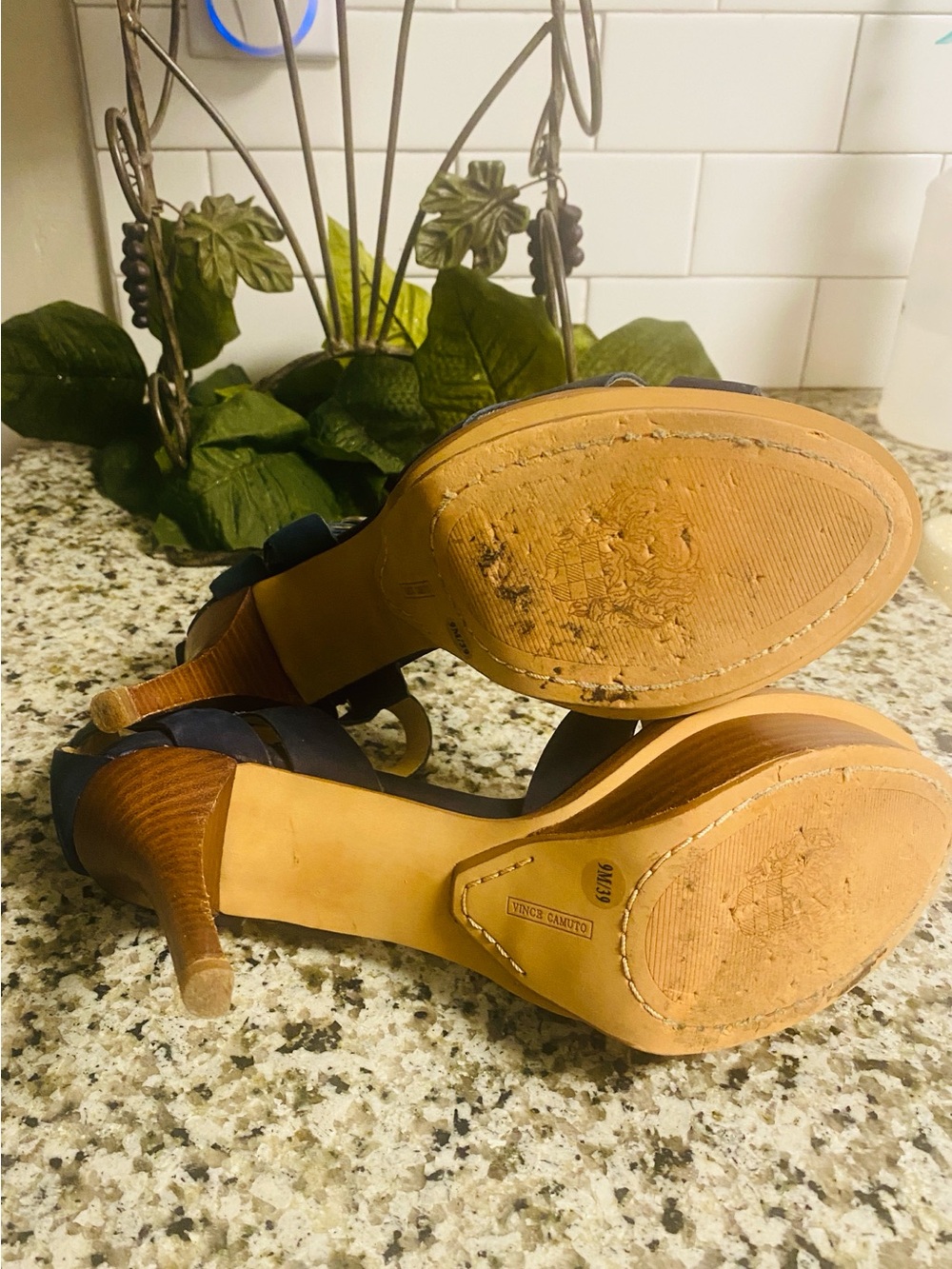 Vince Camuto Navy Strappy Open-Toe Platform Sandals - Picture 5 of 5